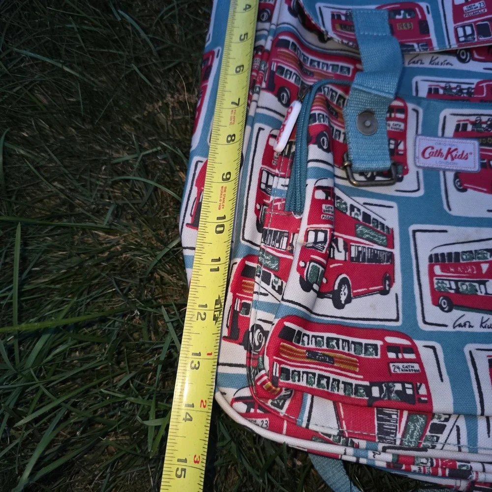 Cath Kids London Red Double Decker Bus Coated Canvas Backpack Rucksack Blue vtg